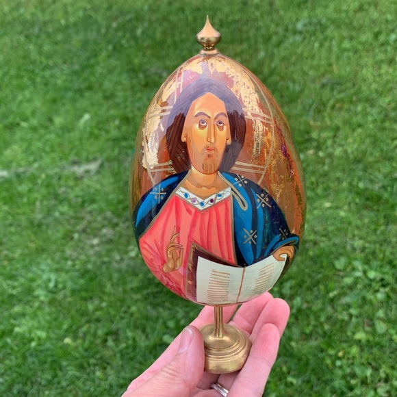 Russian hand painted Icon egg 30388 gold flake - Picture 9 of 13